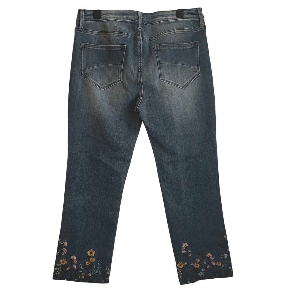 Driftwood Womens Floral Embroidered Straight Leg Jeans Size 32 Boho Denim Y2K - Picture 2 of 13
